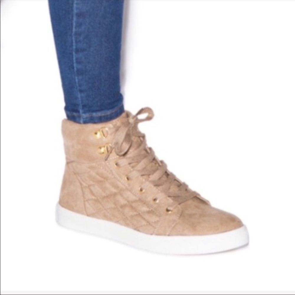 Tan Quilted Sneakers - Picture 2 of 3